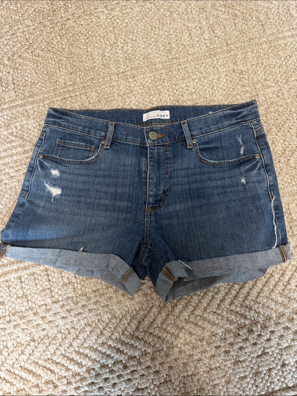 LOFT Women's Dark Blue Denim Roll-Cuff Shorts size 29